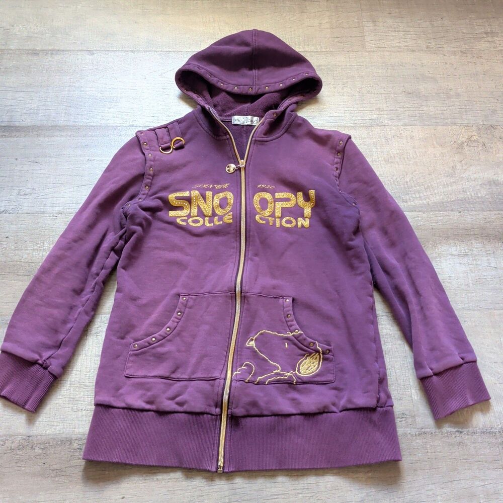 Rare Vintage Snoopy Hoodie Women's Medium 165cm Purple Zip Up (Asian Edition)
